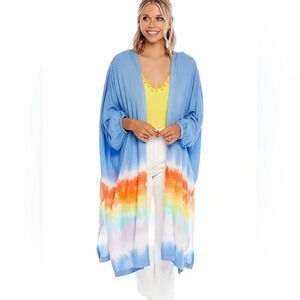 Mud Pie Women’s Tuscany Rainbow Tie-dye Lightweight Kimono Size O/S
